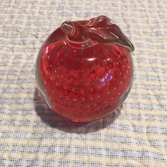 Murano Glass from Italy Apple Paperweight Gorgeous W/bubbles Hand Blown Flawless - Picture 2 of 8